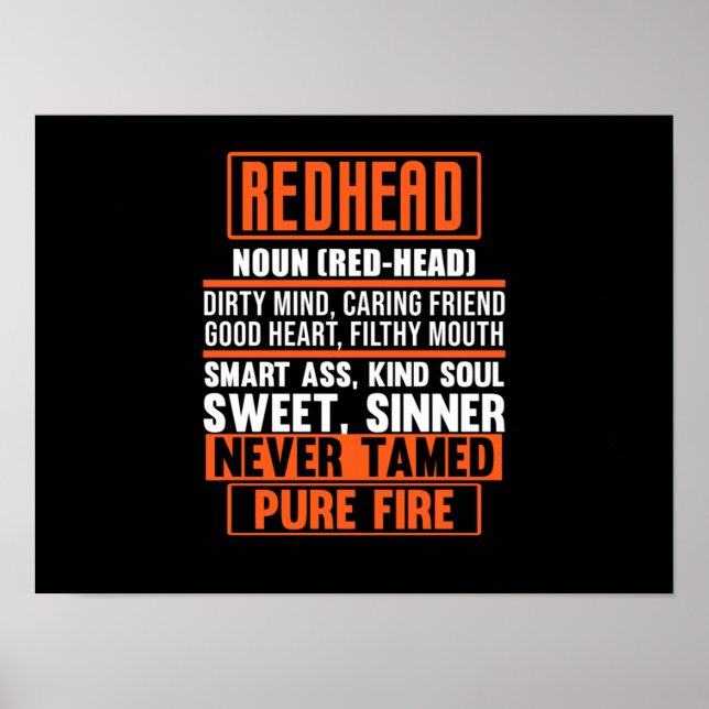 Redhead Definition Cute Red Hair Girls Women Poster (Front)
