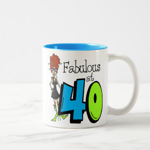 Redhead Fabulous at 40 Birthday Two-Tone Coffee Mug