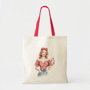 Redhead Girl Americana Shake Roller Skates Tote Bag
