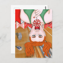 Redhead girl at the stadium. Naughty girl 