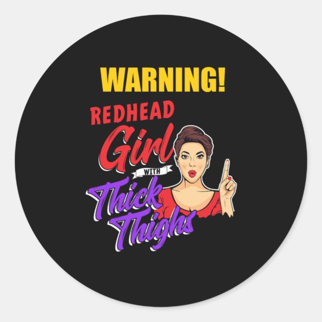 Redhead Girl Freckles Red Hair Redheads Ginger Gif Classic Round Sticker (Front)