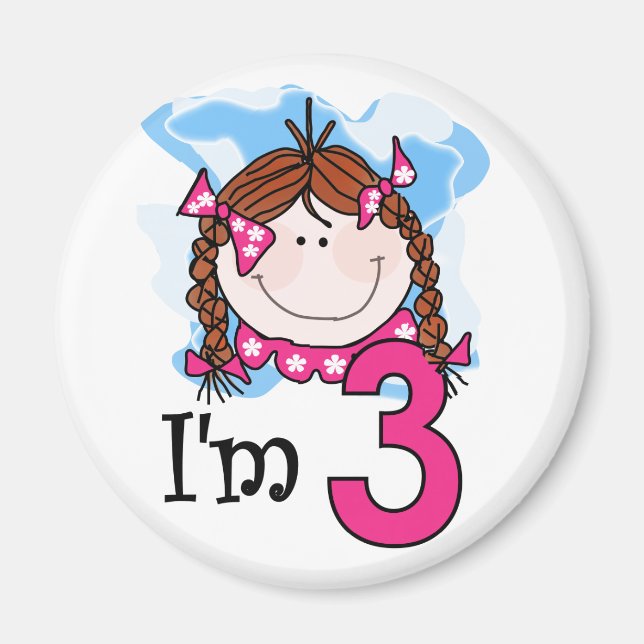 Redhead Girl I'm Three Magnet (Front)