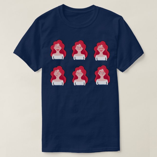 Redhead Girl Moods T-Shirt (Design Front)