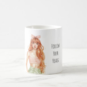 Redhead Girl Pink Bow Coffee Mug