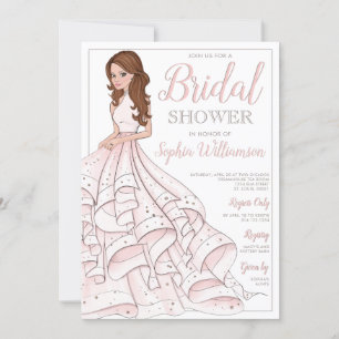 Redhead Glitter Glam Bride Bridal Shower Invitation