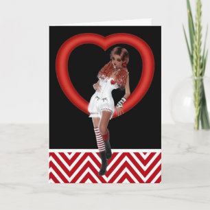 Redhead Gothic Heart Girl 2 Valentine's Day Card