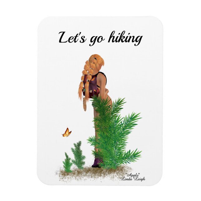 Redhead Hiker Backpack Pinup Girl Flexible Magnet (Vertical)