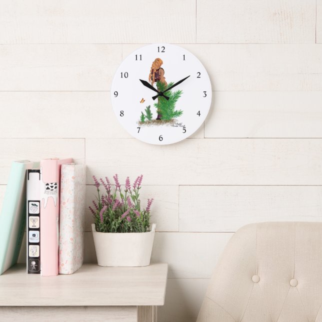 Redhead Hiker Backpack Pinup Girl Wall Clock (Reading Room)