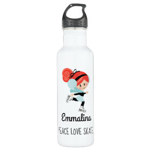 Redhead Ice Skater Water Bottle Peace Love Skate