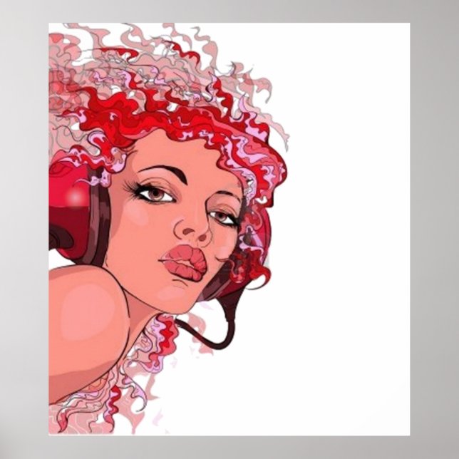 Redhead in Headphones Poster (Front)