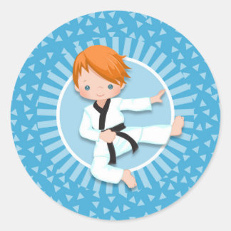 Redhead Karate Boy Judo Martial Arts Classic Round Sticker