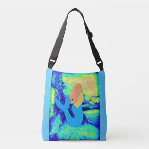 redhead lookout mermaid blue crossbody bag