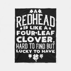 Redhead Lucky Clover Ginger Funny Ginger St Patric Fleece Blanket