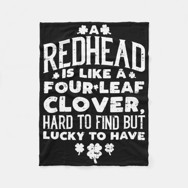 Redhead Lucky Clover Ginger Funny Ginger St Patric Fleece Blanket (Front)