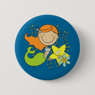 Redhead Mermaid 6 Cm Round Badge