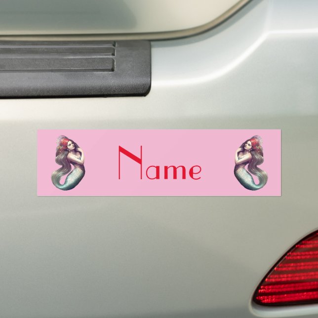 Redhead Mermaid Beauty Thunder_Cove Bumper Sticker (On Car)