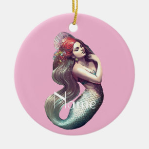 Redhead Mermaid Beauty Thunder_Cove  Ceramic Tree Decoration