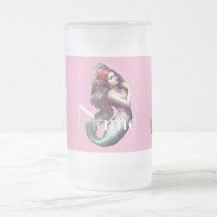 Redhead Mermaid Beauty Thunder_Cove Frosted Glass Beer Mug