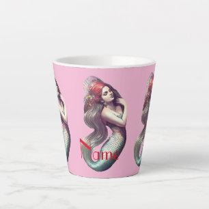 Redhead Mermaid Beauty Thunder_Cove Latte Mug