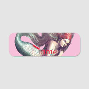 Redhead Mermaid Beauty Thunder_Cove Name Tag