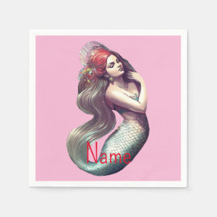 Redhead Mermaid Beauty Thunder_Cove Napkin