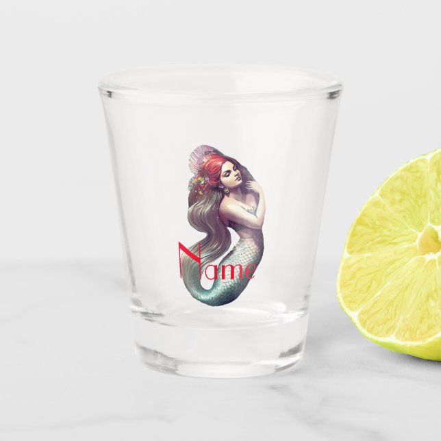 Redhead Mermaid Beauty Thunder_Cove  Shot Glass (Front)