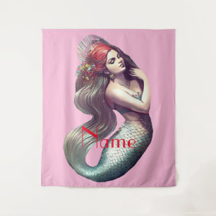 Redhead Mermaid Beauty Thunder_Cove Tapestry