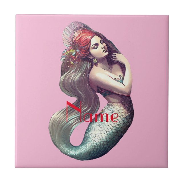 Redhead Mermaid Beauty Thunder_Cove Tile (Front)