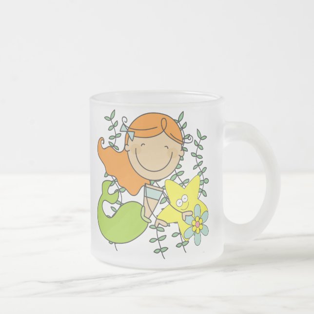 Redhead Mermaid Frosted Glass Coffee Mug (Right)