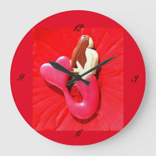 Redhead  mermaid large clock