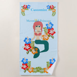 Redhead Mermaid Princess Thunder_Cove Beach Towel