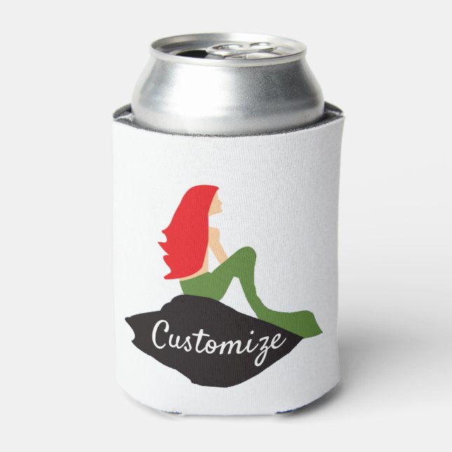 Redhead Mermaid Sitting Thunder_Cove Can Cooler (Can Front)
