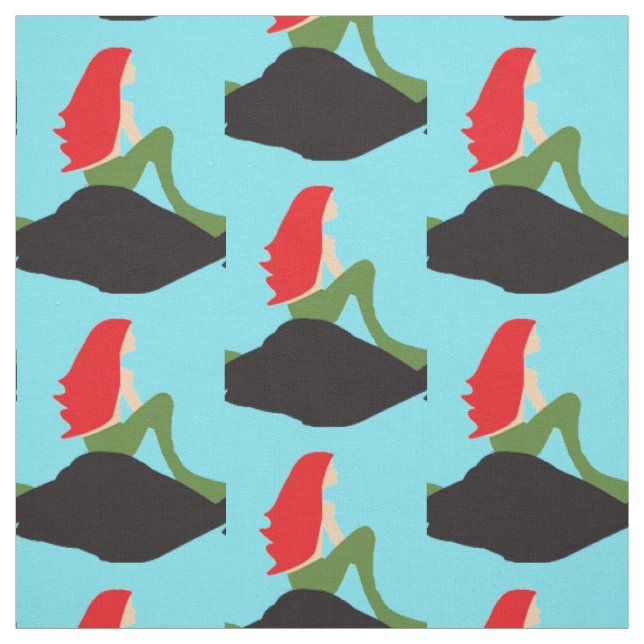 Redhead Mermaid Sitting Thunder_Cove  Fabric (Swatch)
