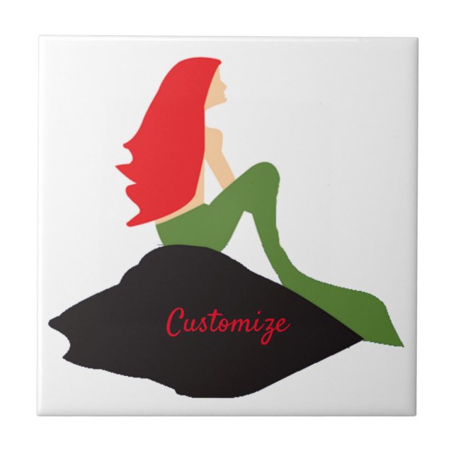 Redhead Mermaid Sitting Thunder_Cove  Tile (Front)