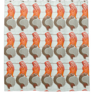 redhead mermaids sitting shower curtain