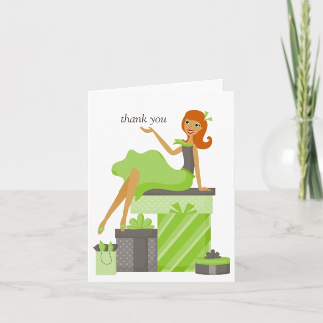 Redhead Pretty Girl Thank You Notes (Front)