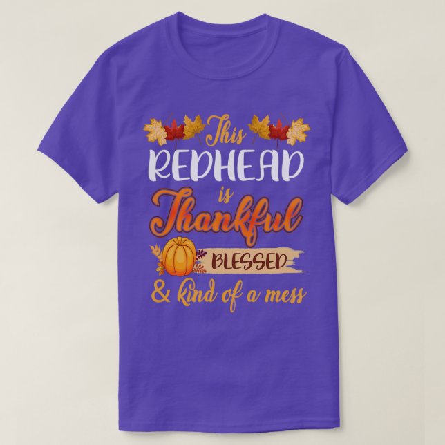 Redhead Thankful Thanksgiving T-Shirt (Design Front)