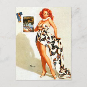 Redhead Traveller Pin Up Postcard