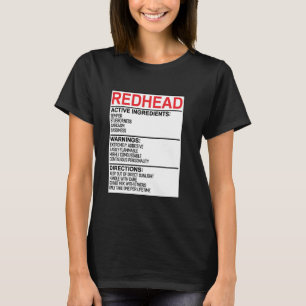 Redhead Warning Label Redhead Humour Funny Red Hai T-Shirt