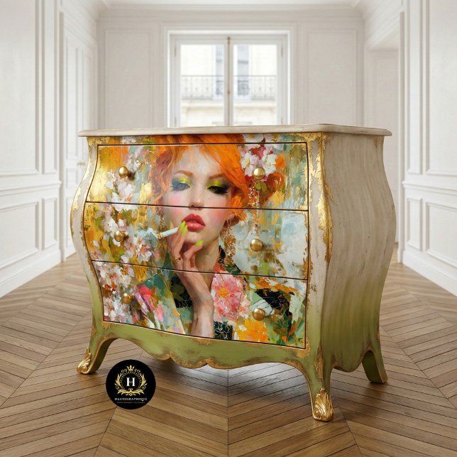 Redhead with Green Nails and Cigarette Decoupage Tissue Paper (Creator Uploaded)