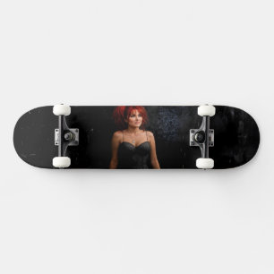 Redhead Woman Enjoying a Dark Place skateboard
