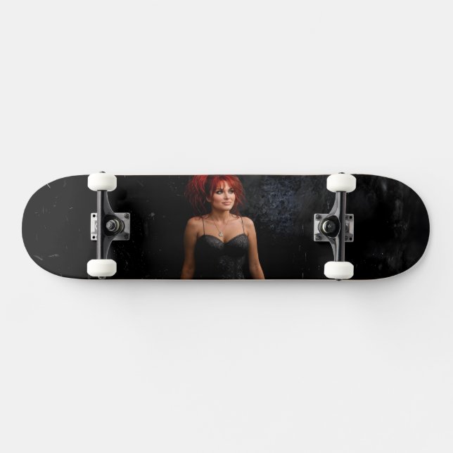 Redhead Woman Enjoying a Dark Place skateboard (Horz)