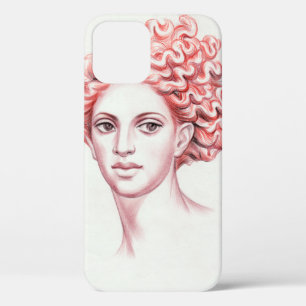 Redhead woman head stock illustration iPhone 12 case