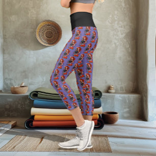 Redhead Woman Tattoos Capri Leggings