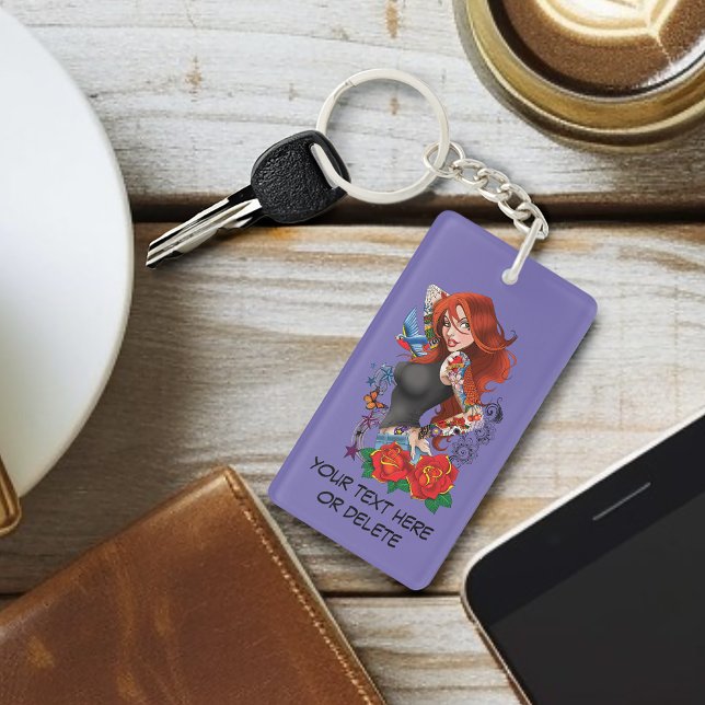 Redhead Woman Tattoos Key Ring (Creator Uploaded)