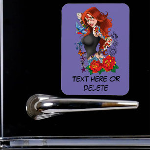 Redhead Woman Tattoos Magnet