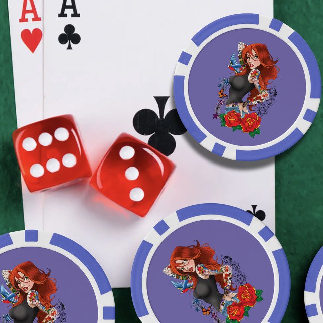 Redhead Woman Tattoos Poker Chips (Creator Uploaded)