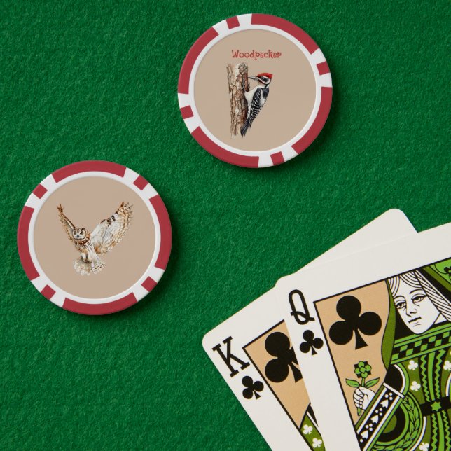 Redhead Woodpecker Bird Poker Chips (Poker Table (Double))