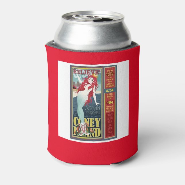redheaded coney island mermaid can cooler (Can Back)