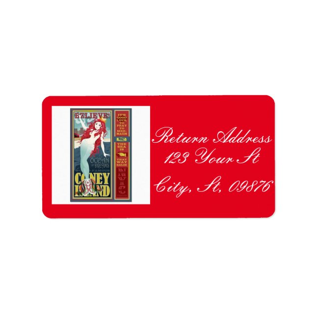 redheaded coney island mermaid label (Front)